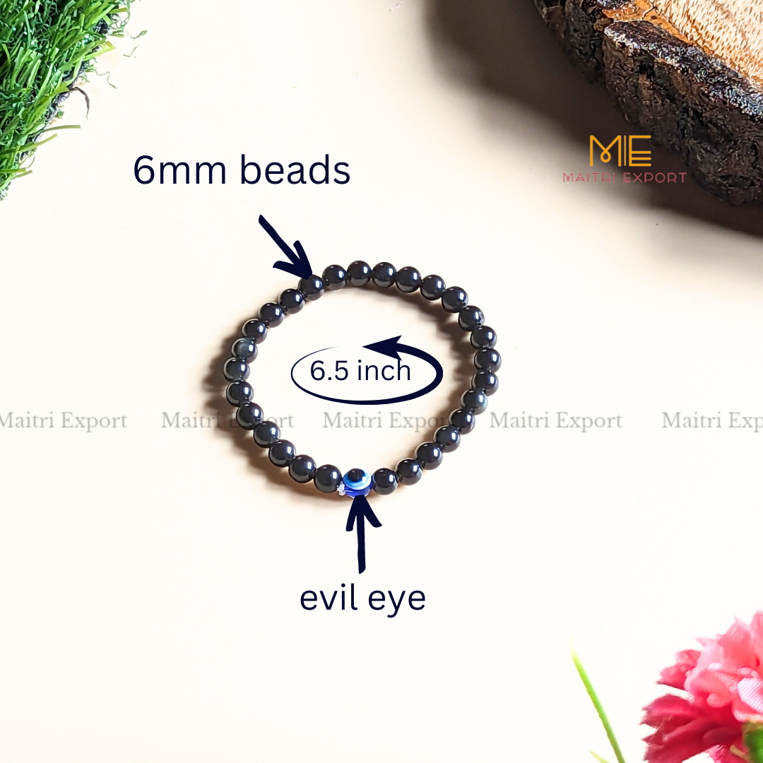 6mm crystal beaded bracelet with evil eye-Maitri Export | Crystals Store