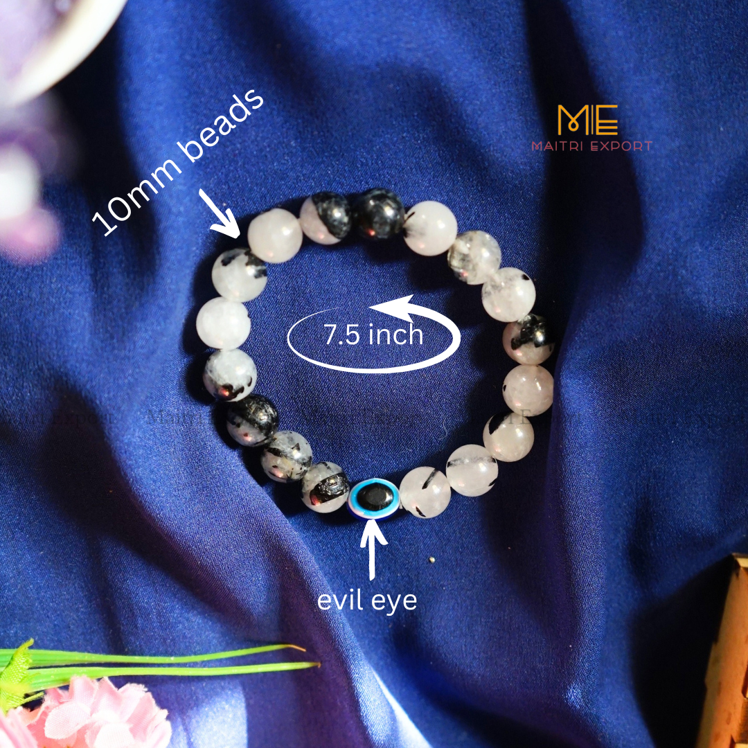 10mm Round beads Healing Crystals with Evil Eye Bracelet-Maitri Export | Crystals Store