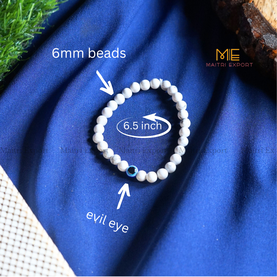 6mm crystal beaded bracelet with evil eye-Maitri Export | Crystals Store