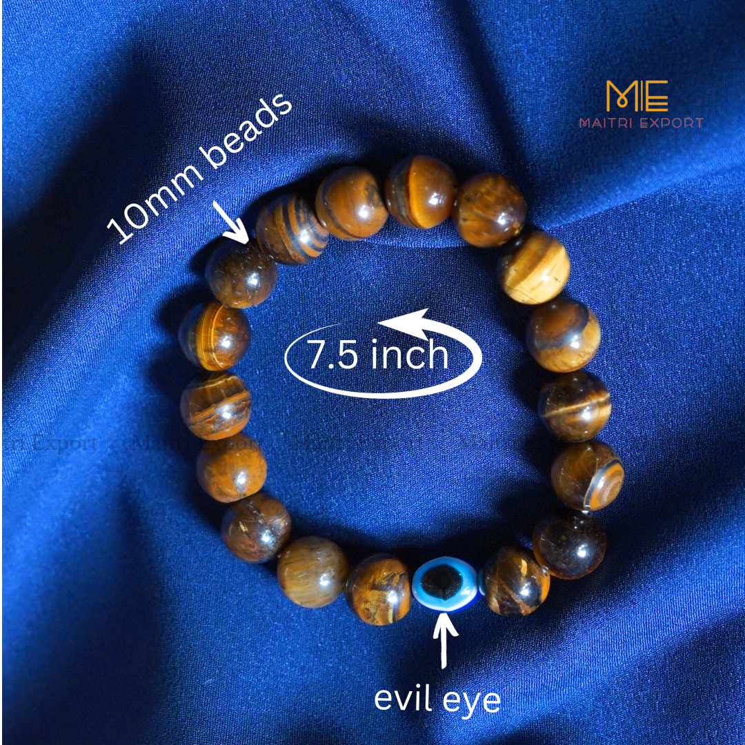 10mm Round beads Healing Crystals with Evil Eye Bracelet-Maitri Export | Crystals Store