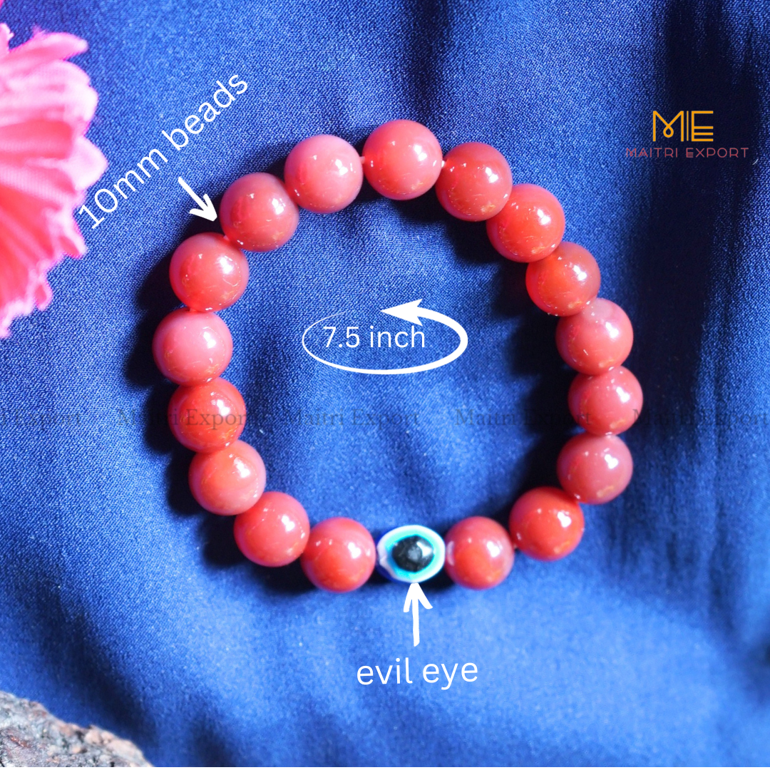 10mm Round beads Healing Crystals with Evil Eye Bracelet-Maitri Export | Crystals Store