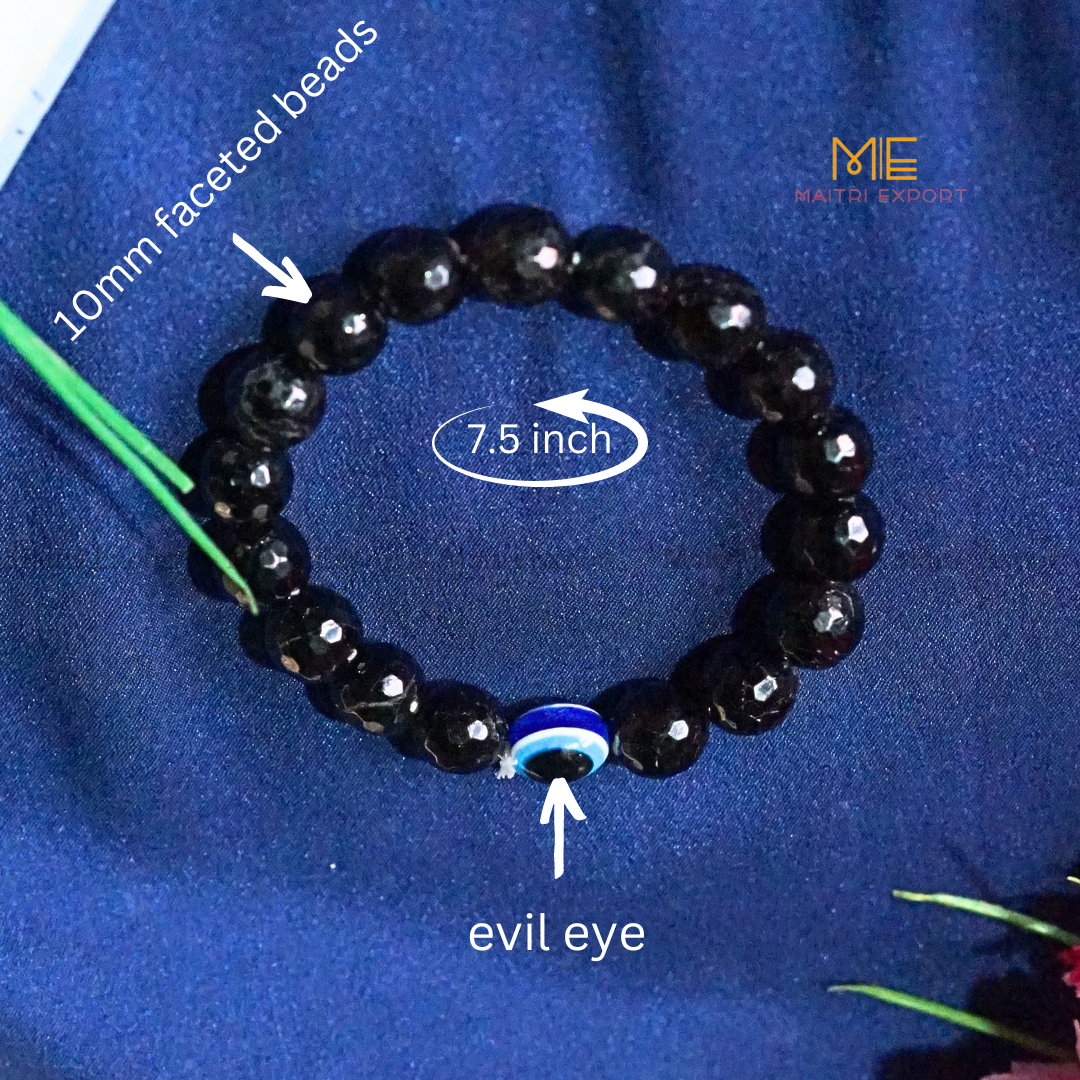 10mm crystal round beads Faceted With Evil Eye Bracelet-Maitri Export | Crystals Store