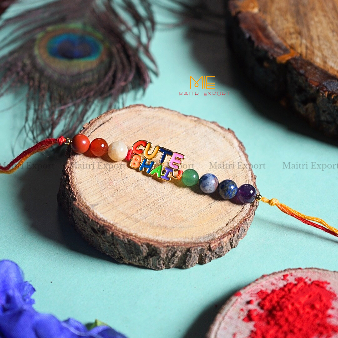 7 chakra stones with kids cartoon charms rakhi.-Maitri Export | Crystals Store