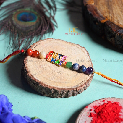 7 chakra stones with kids cartoon charms rakhi.-Maitri Export | Crystals Store