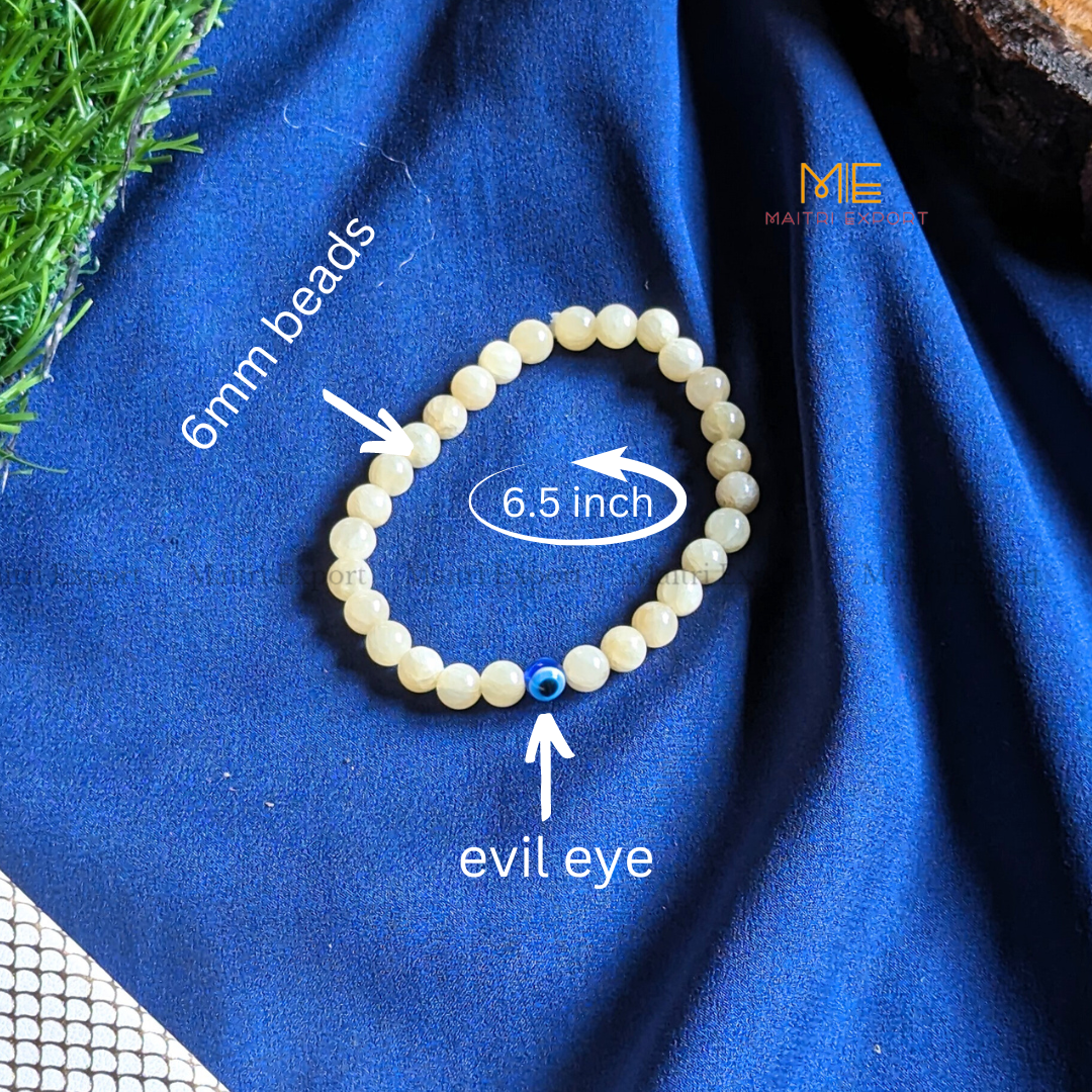 6mm crystal beaded bracelet with evil eye-Maitri Export | Crystals Store