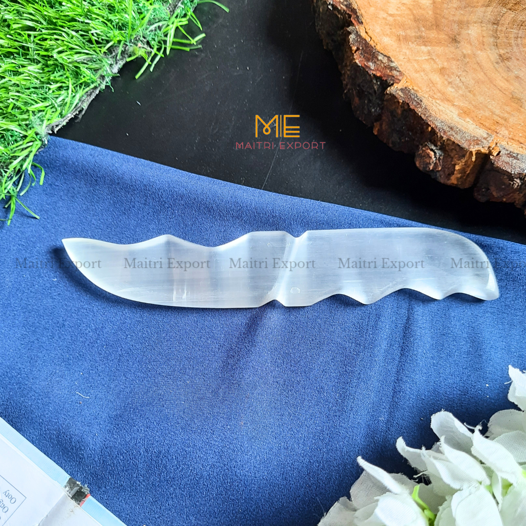 Natural crystal stone Selenite hand carved knife-Maitri Export | Crystals Store