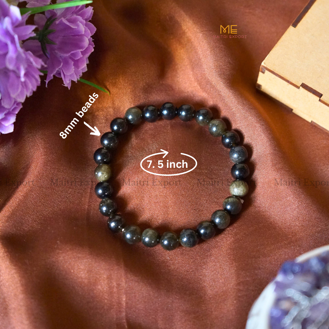 Golden Obsidian Natural Crystal Healing Bracelet-Maitri Export | Crystals Store