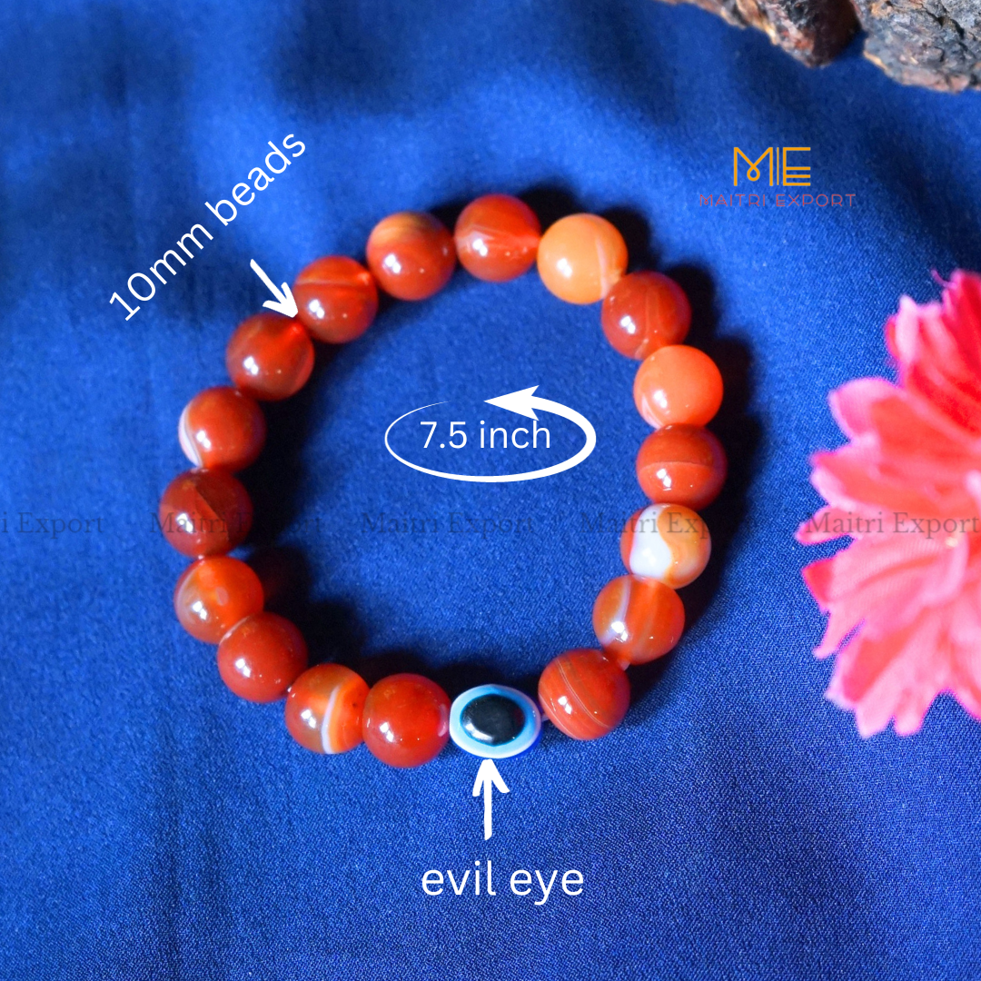 10mm Round beads Healing Crystals with Evil Eye Bracelet-Maitri Export | Crystals Store