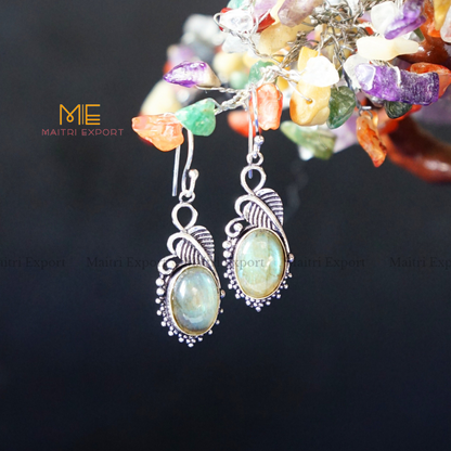 Hanging Gemstone crystal Earrings (2)-Maitri Export | Crystals Store