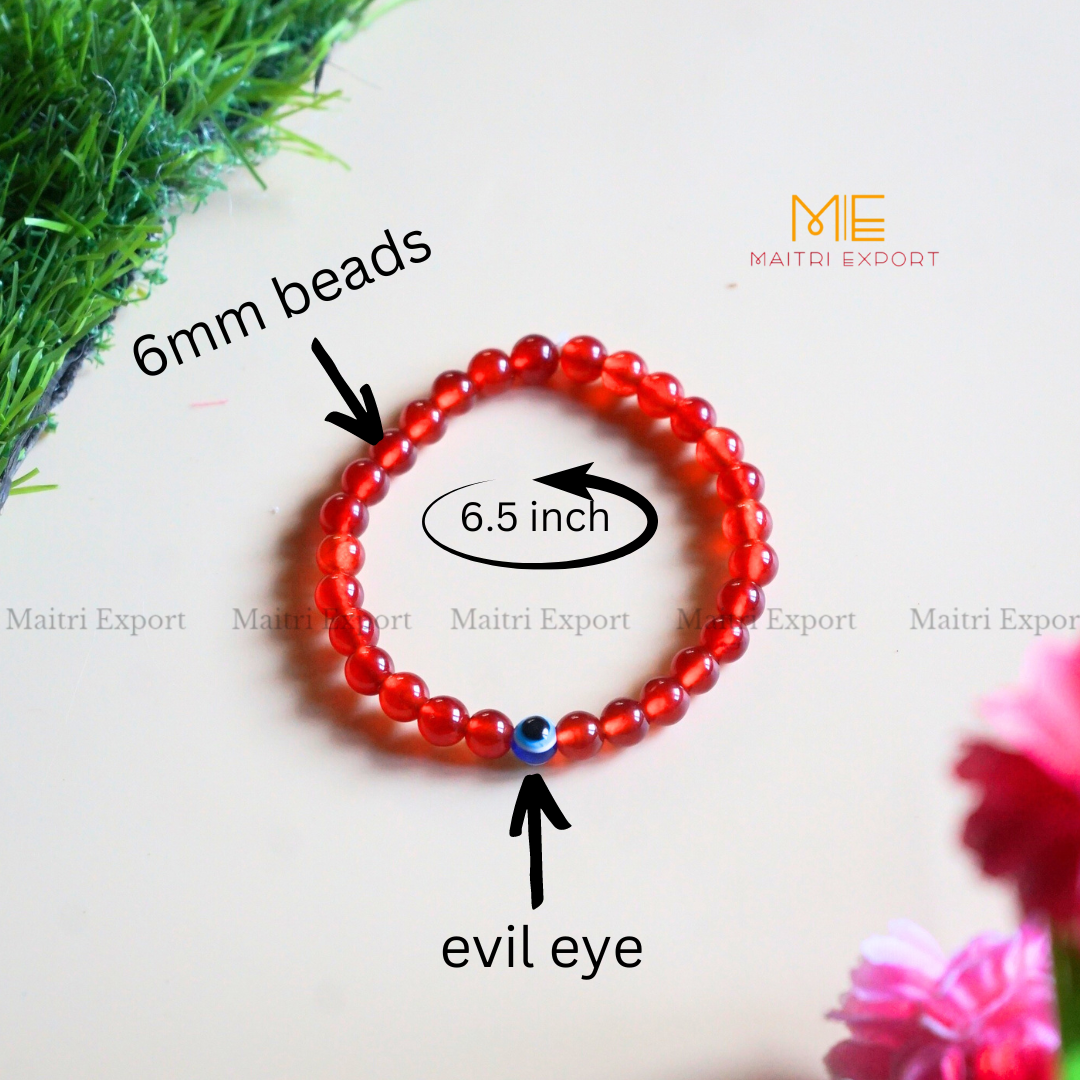 6mm crystal beaded bracelet with evil eye-Maitri Export | Crystals Store