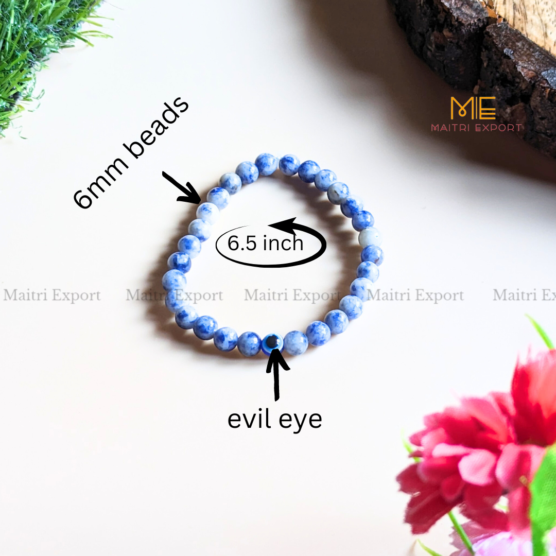 6mm crystal beaded bracelet with evil eye-Maitri Export | Crystals Store