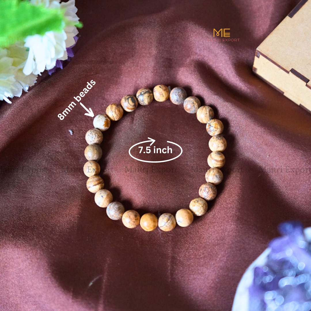 Picture Jasper 8mm Natural Crystal Healing Bracelet-Maitri Export | Crystals Store