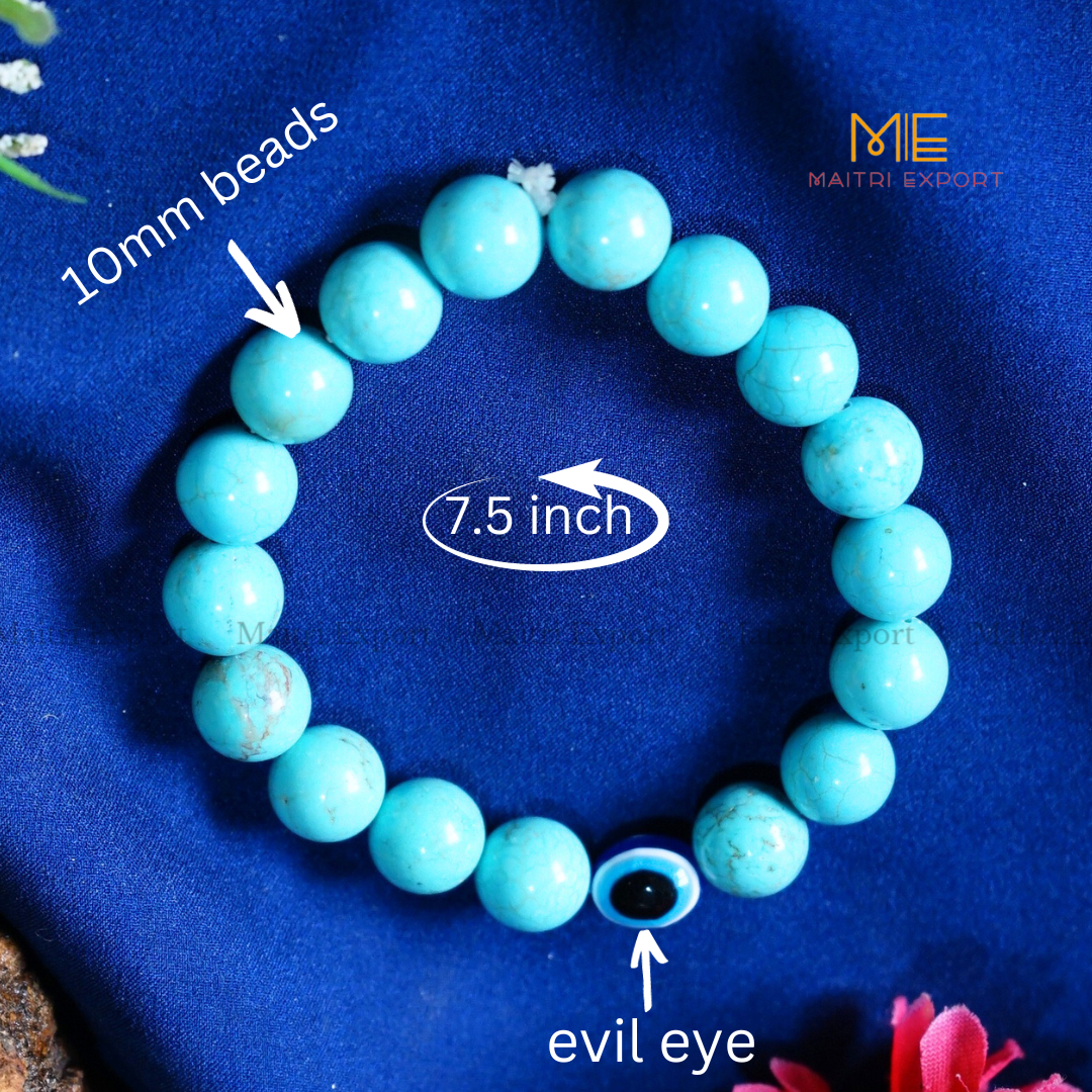 10mm Round beads Healing Crystals with Evil Eye Bracelet-Maitri Export | Crystals Store