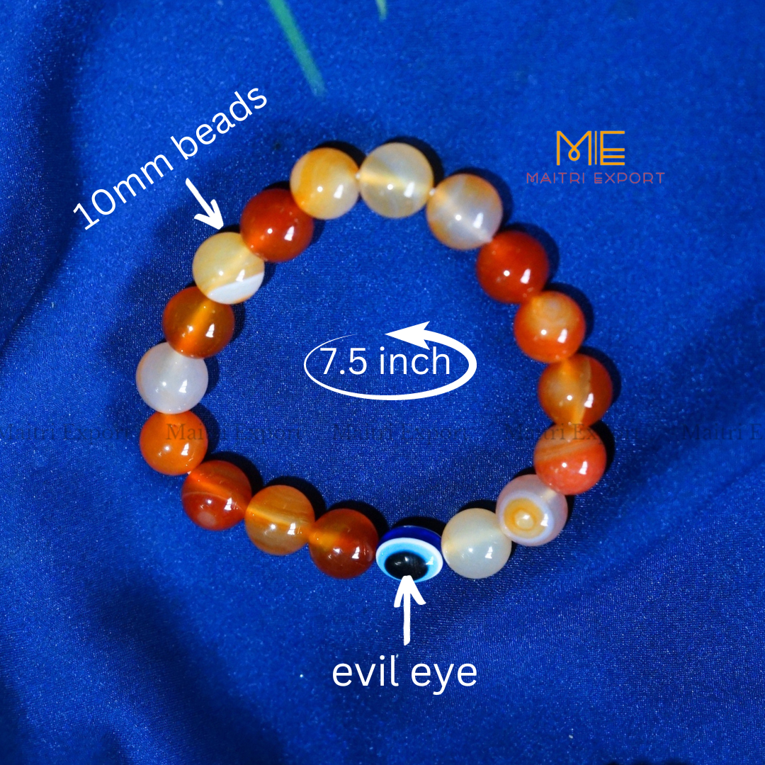 10mm Round beads Healing Crystals with Evil Eye Bracelet-Maitri Export | Crystals Store