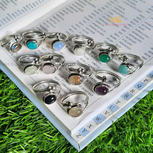 Natural Healing Crystal Gem Quality Stone Adjustable Rings-Maitri Export | Crystals Store