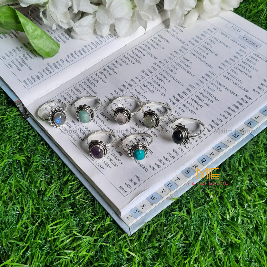 Natural Healing Crystal Gem Quality Stone Adjustable Rings-Maitri Export | Crystals Store