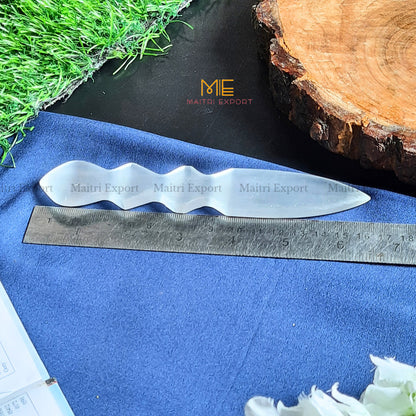 Natural crystal stone Selenite hand carved knife-2-Maitri Export | Crystals Store