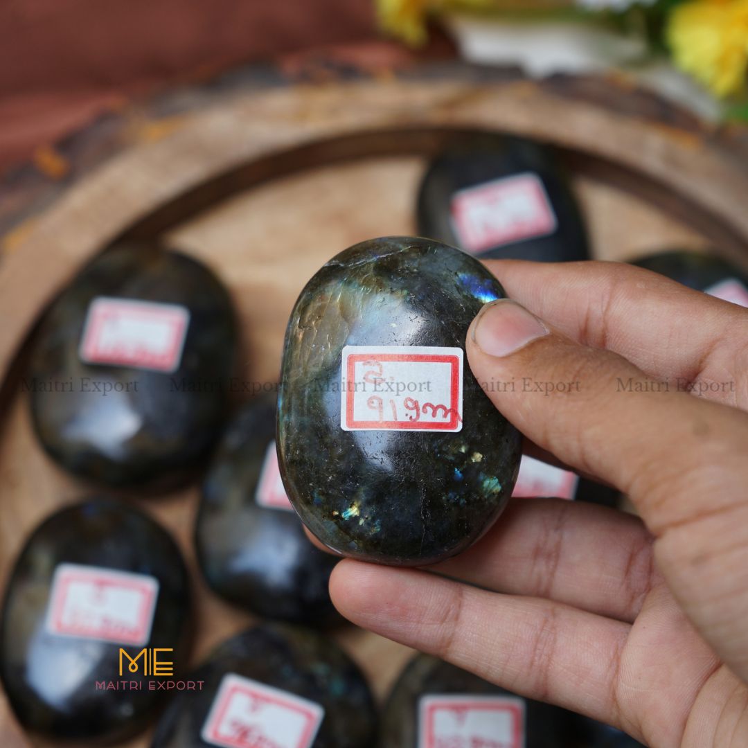 Natural Labradorite crystal palmstone for meditation and healing.-2-Maitri Export | Crystals Store