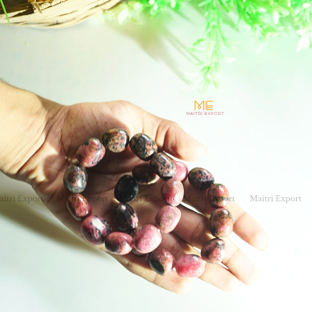 Tumbled crystal beads bracelets-Rhodonite-Maitri Export | Crystals Store