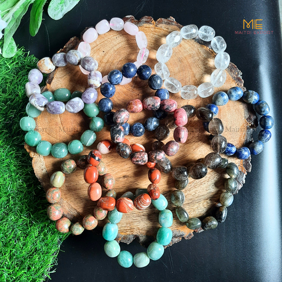 Tumbled crystal beads bracelets-Maitri Export | Crystals Store