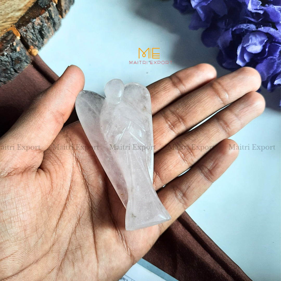 Crystal Guardian Angel ( 3 inch )-Rose Quartz-Maitri Export | Crystals Store