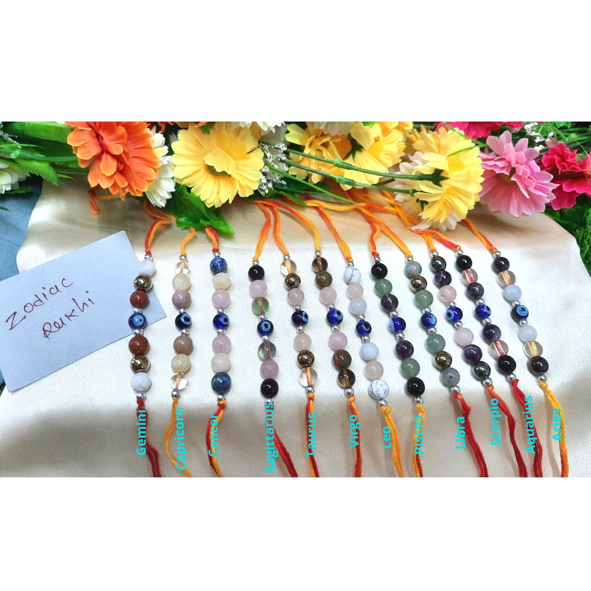 Natural crystal stone based zodiac sign rakhi-Maitri Export | Crystals Store