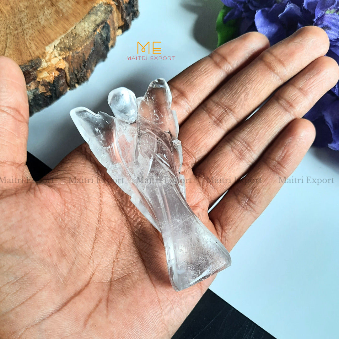 Crystal Guardian Angel With Wings ( 3 inch )-Clear quartz-Maitri Export | Crystals Store