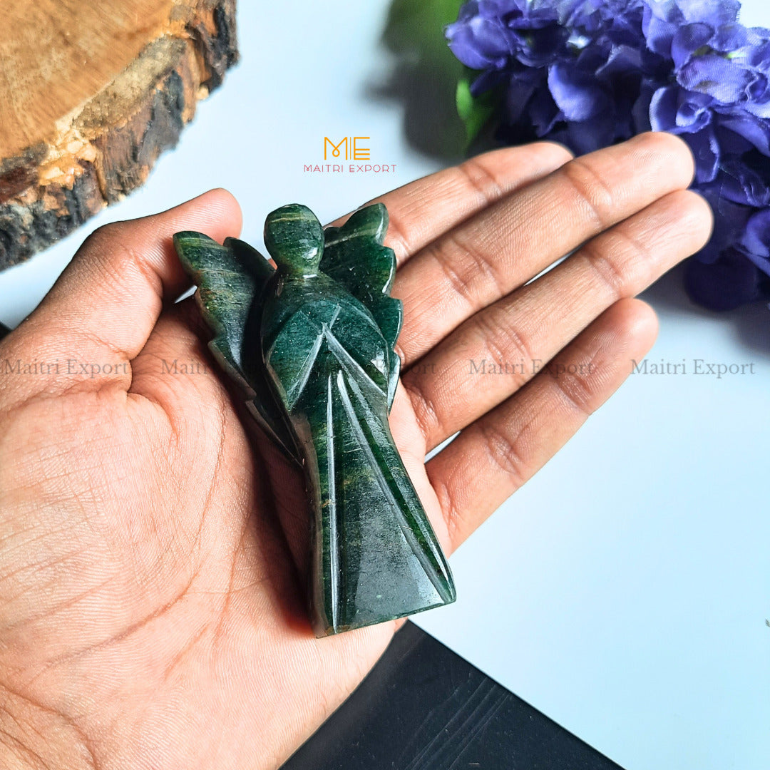 Crystal Guardian Angel With Wings ( 3 inch )-Green Jade-Maitri Export | Crystals Store