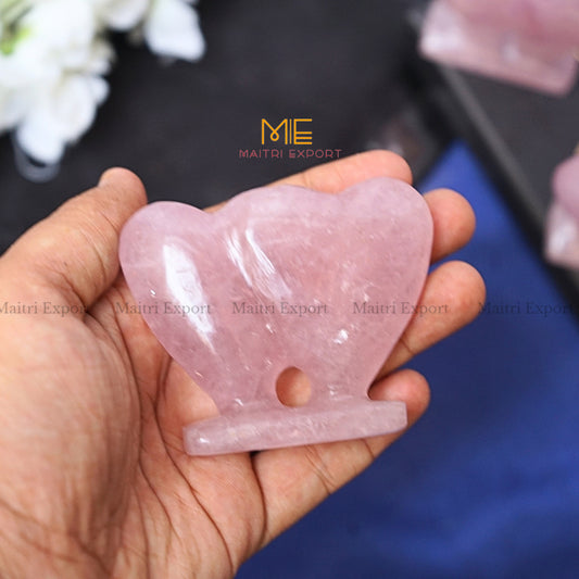 Rose quartz natural carved double heart-Maitri Export | Crystals Store