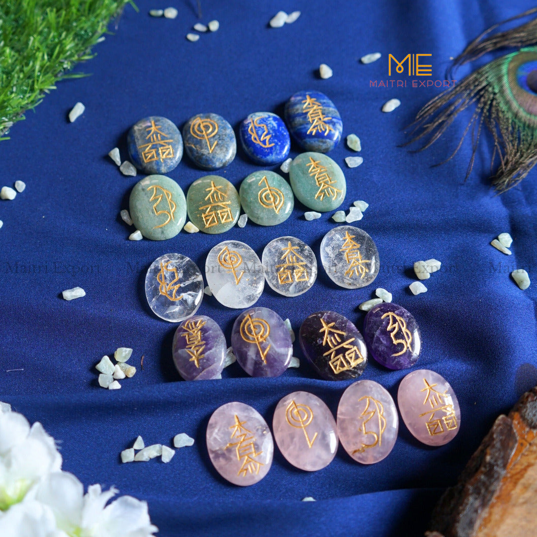 Natural crystal stone Reiki Symbol Usui Oval Set-Maitri Export | Crystals Store