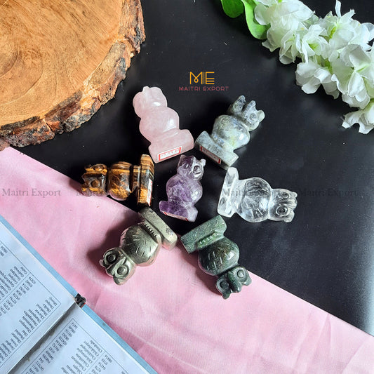 Natural Crystal Stones Owl Carving / Figurine-Maitri Export | Crystals Store