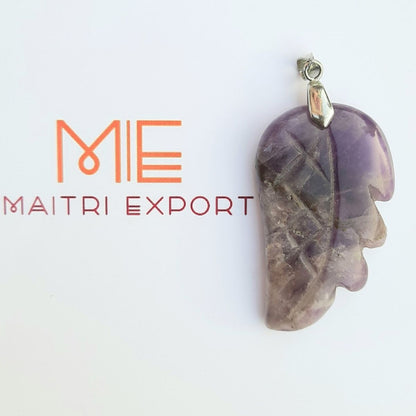 Natural crystal stone leaf shaped pendant-Maitri Export | Crystals Store