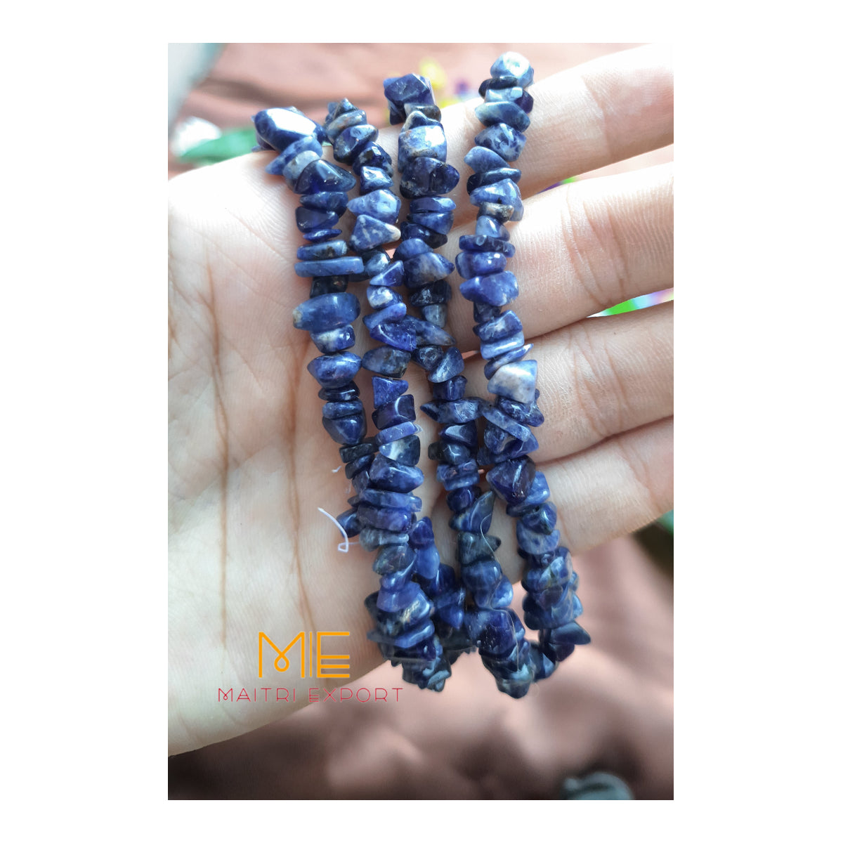 Crystal chips beads mala for bracelet / jewellery making ( 6 to 8 mm )-Sodalite-Maitri Export | Crystals Store