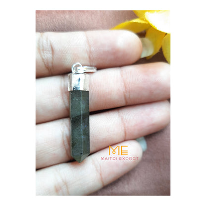Natural crystal Single Point Pencil Pendant-Labradorite-Maitri Export | Crystals Store