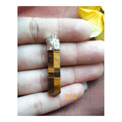 Natural crystal Single Point Pencil Pendant-Tiger Eye-Maitri Export | Crystals Store