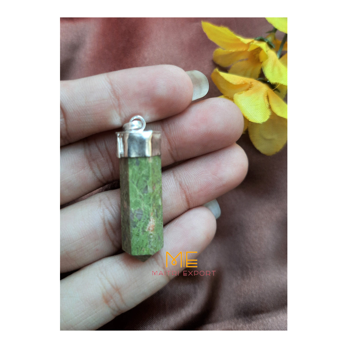 Natural crystal Single Point Pencil Pendant-Maitri Export | Crystals Store