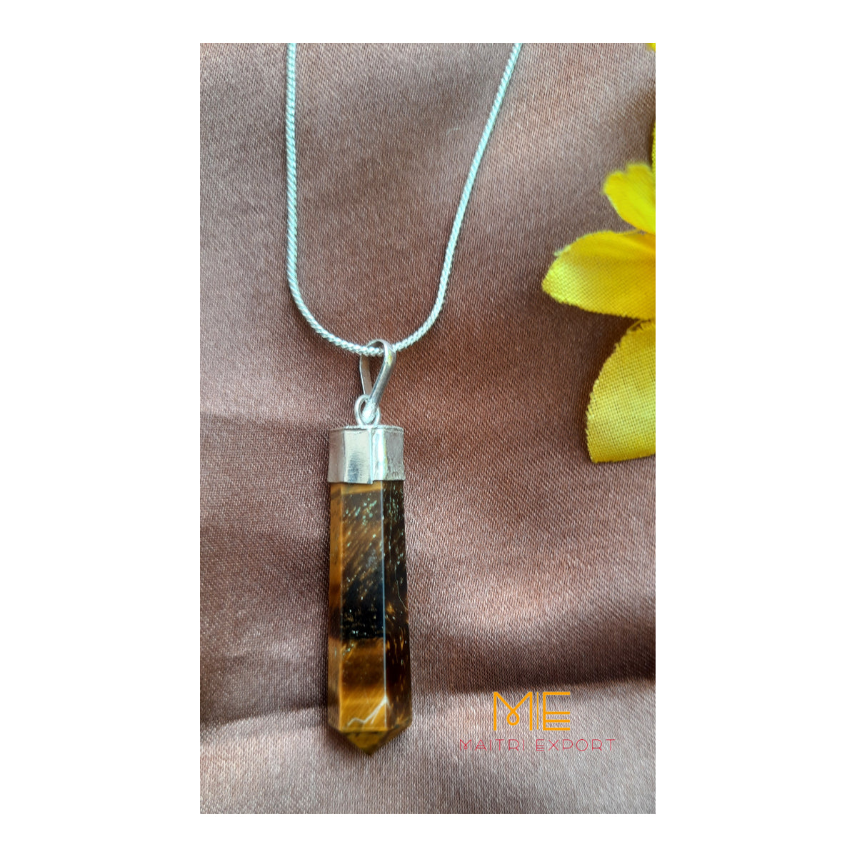 Natural crystal Single Point Pencil Pendant-Maitri Export | Crystals Store