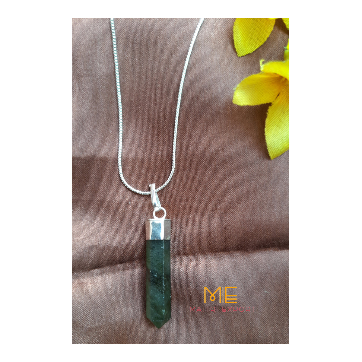 Natural crystal Single Point Pencil Pendant-Maitri Export | Crystals Store
