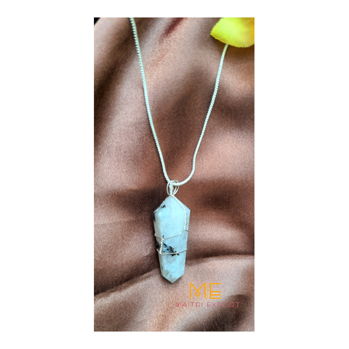 Natural crystal stone double point wrapped pendant-Maitri Export | Crystals Store