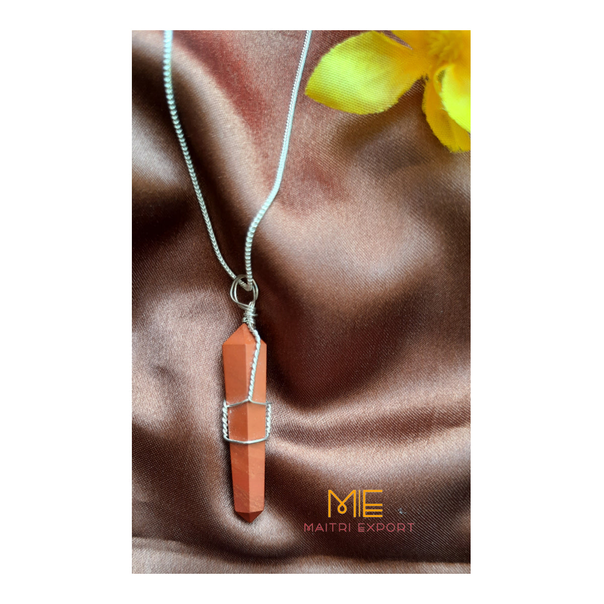 Natural crystal stone double point wrapped pendant-Maitri Export | Crystals Store
