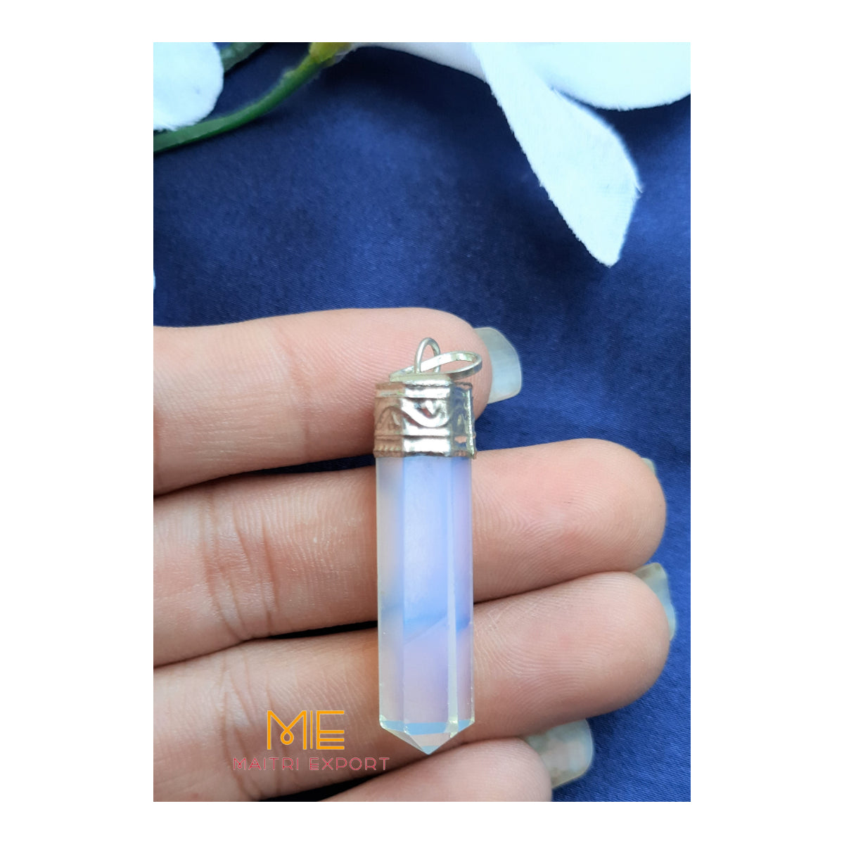 Natural crystal Single Point Pencil Pendant-Opalite-Maitri Export | Crystals Store