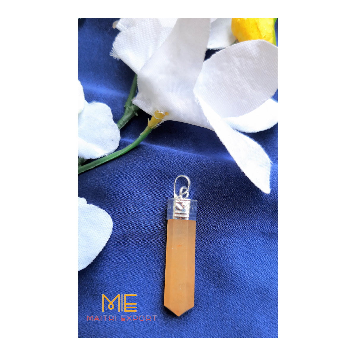 Natural crystal Single Point Pencil Pendant-Maitri Export | Crystals Store