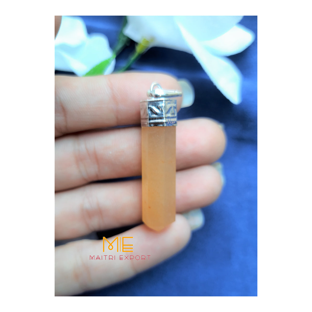 Natural crystal Single Point Pencil Pendant-Yellow Aventurine-Maitri Export | Crystals Store