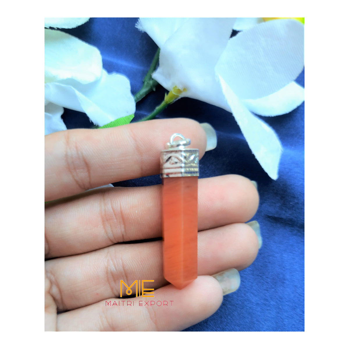 Natural crystal Single Point Pencil Pendant-Red quartz-Maitri Export | Crystals Store
