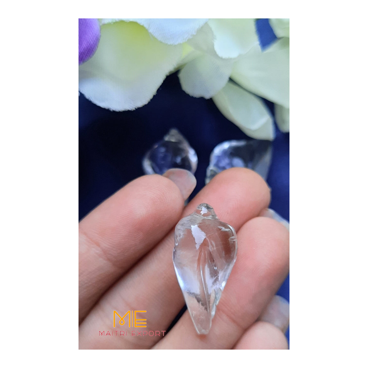 Clear Quartz Crystal Mini Carvings-Shankh-Maitri Export | Crystals Store