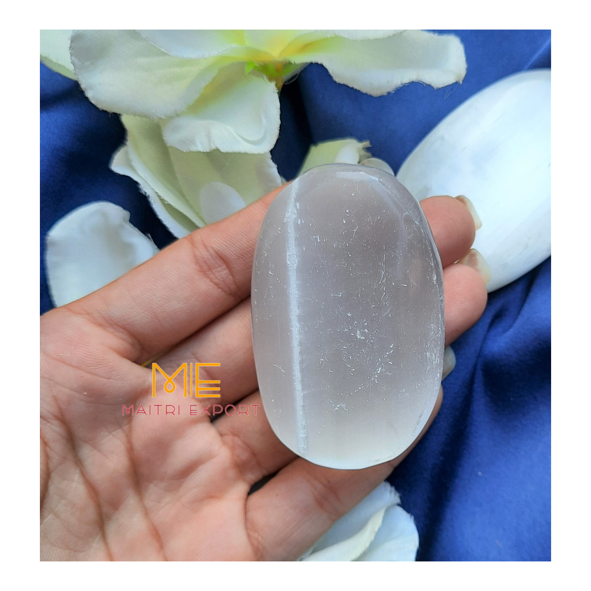 Natural different crystal palmstone for meditation and healing-Selenite-Maitri Export | Crystals Store