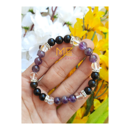 Zodiac / rashi 8mm crystal healing Bracelet-Kumbha / Aquarius-Maitri Export | Crystals Store