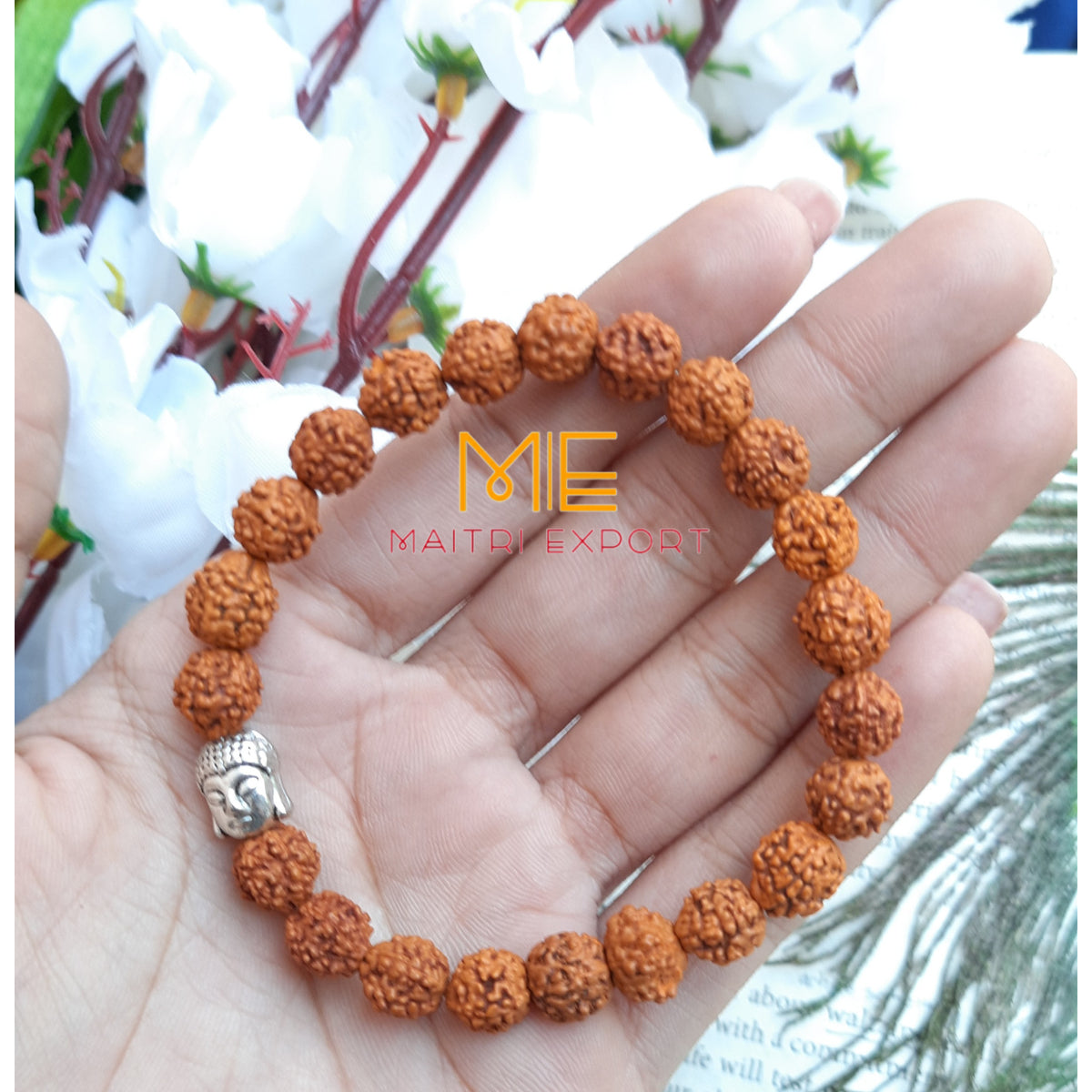 5 mukhi Rudraksha with Buddha Charm Bracelet-Maitri Export | Crystals Store