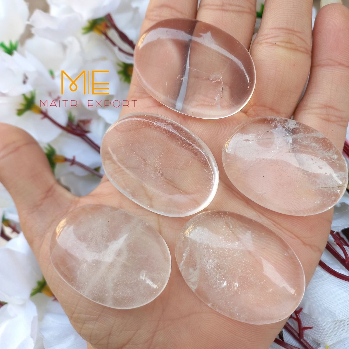 Crystal oval cabochon / mini palmstone-Clear quartz-Maitri Export | Crystals Store