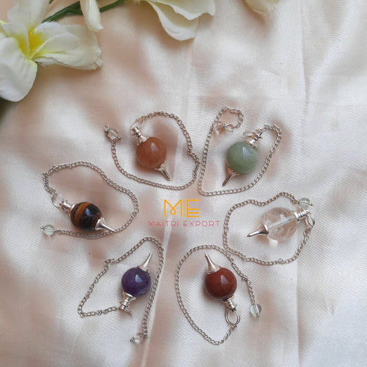 Natural Different Ball Shaped Crystal Stone Pendulum-Maitri Export | Crystals Store